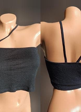 Топ майка чорна в тонкий рубчик "asos"