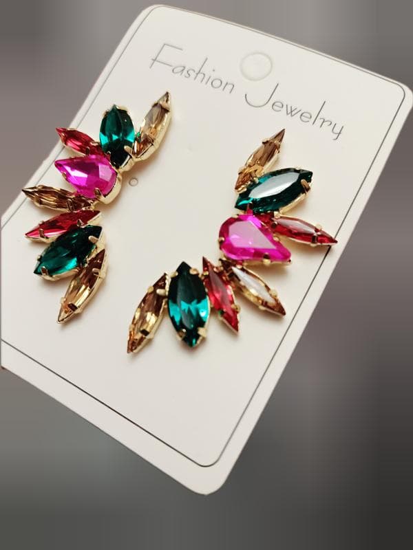 Сережки з натурального кришталю різних кольорів — фото 10 з 10