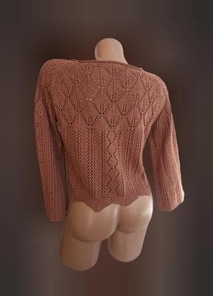 Коричнева в сіточку в'язана кофта жіноча — фото 5 з 5