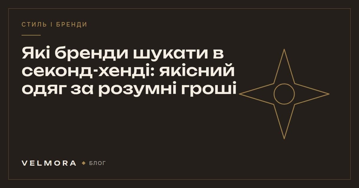Обкладинка статті VELMORA: які бренди шукати серед вживаного одягу